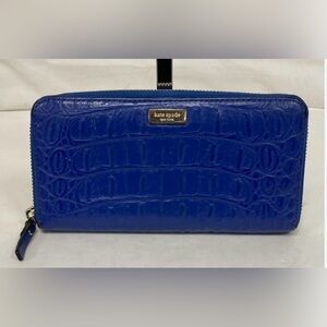 Kate Spade Neda Rialto Zip Around Wallet (Cobalt Crocodile).